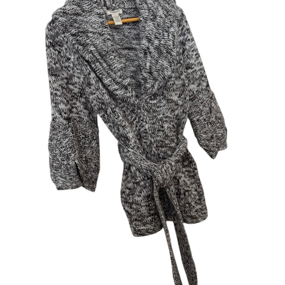 Vertigo Paris Brown and White Cardigan Wrapped Knot Sweater Large - Picture 4 of 7